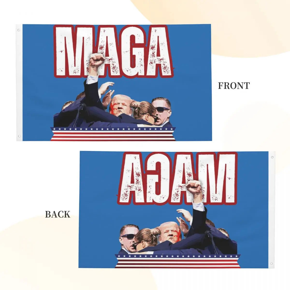 MAGA Iconic Trump Shot Flag Outdoor Banner Polyester 2024 Trump Rally Shooting Decoration Double Sided 2x3 3x5 4x6 5x8 FT Flags