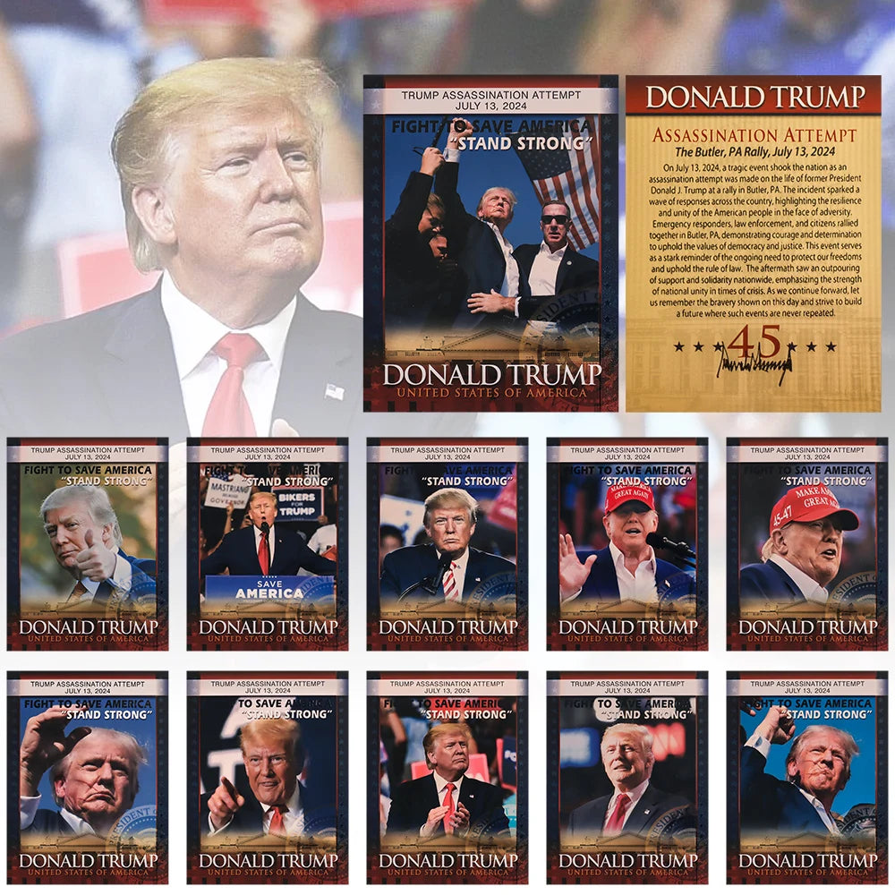 11 pcs 2024 Trump Gold Trading Cards USA Save America Again In Golden Envelope Collectors Item