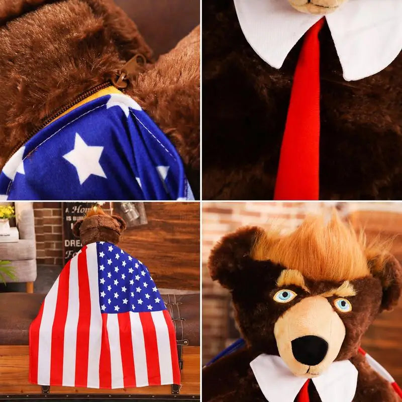 President Donald Trump Bear Plush Toy Plushie Pillow Soft Stuffed Doll Save America Again Trump Commemorative Kids Gift