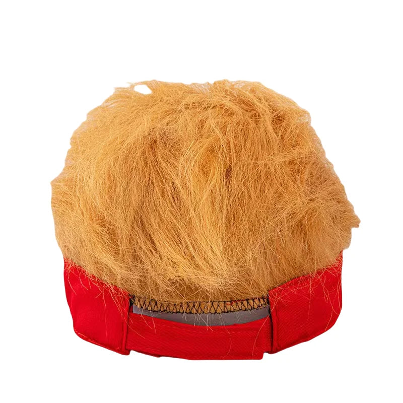 Trump Synthetic Hat with Hair,Donald Trump Make America Great Again Wig Hat Embroidered Ultra Adjustable MAGA Baseball Cap