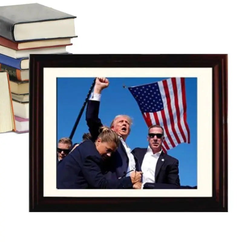 Donald Trump 2024 Rally Shooting Celebrity Photo Frame Election Decoration Picture Frame For USA Vote Trum Supporter