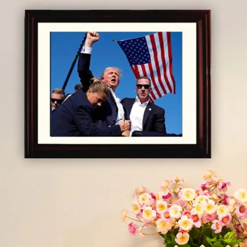 Donald Trump 2024 Rally Shooting Celebrity Photo Frame Election Decoration Picture Frame For USA Vote Trum Supporter