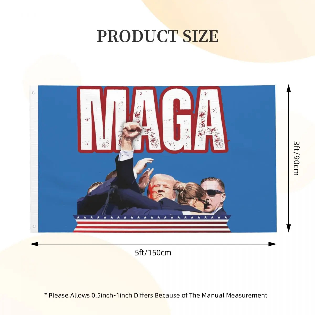 MAGA Iconic Trump Shot Flag Outdoor Banner Polyester 2024 Trump Rally Shooting Decoration Double Sided 2x3 3x5 4x6 5x8 FT Flags