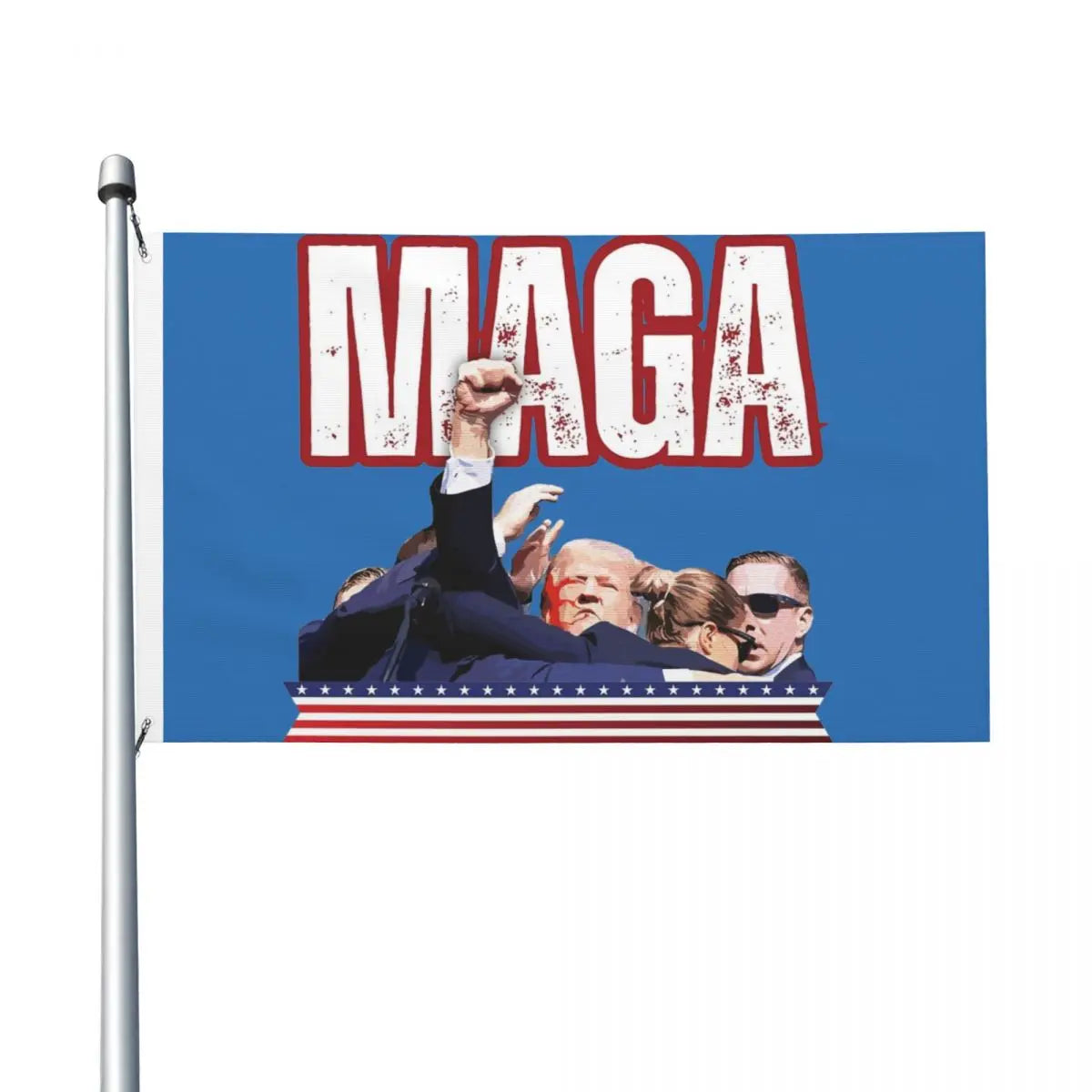 MAGA Iconic Trump Shot Flag Outdoor Banner Polyester 2024 Trump Rally Shooting Decoration Double Sided 2x3 3x5 4x6 5x8 FT Flags