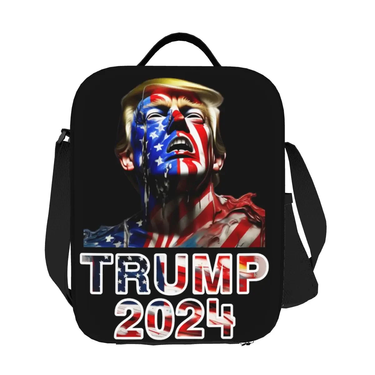 Trump 2024 MAGA Insulated Lunch Tote Bag for Women America Flag Portable Cooler Thermal Food Bento Box Outdoor Camping Travel