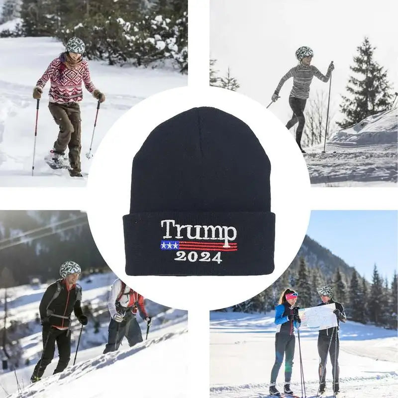 New Make America Great Again Trump Baseball Cap 2024 Knitted Beanie Republican Embroidered Hat for Camping Hiking Wholesale