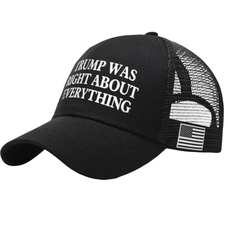 1Pc Large Size Baseball Cap 'Trump Was Right about Everything' Embroidery President Hat USA Wholesale Drop Shipping