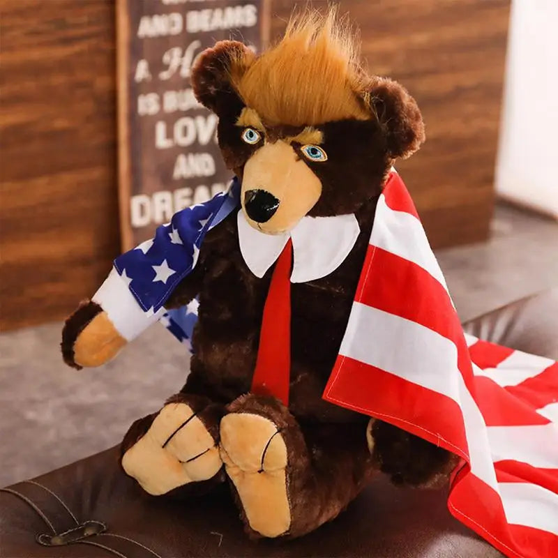 President Donald Trump Bear Plush Toy Plushie Pillow Soft Stuffed Doll Save America Again Trump Commemorative Kids Gift