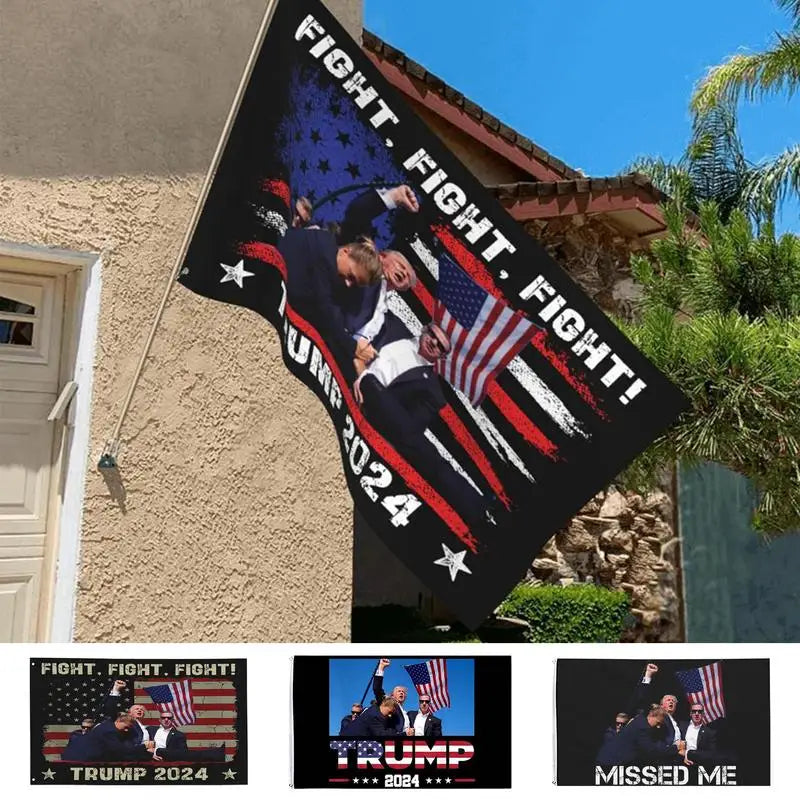 Trump Flag 2024 Shootings Flag 3x5ft Fight Fight Fight Keep America Great Donalds Trump For President USA Garden Decor Flag