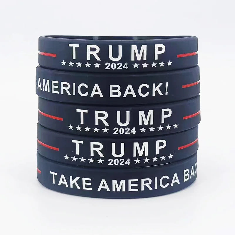 6pc 2024 US Silicone Bracelets Supporters Election Motivation Men and Women Wristbands Patriotic Inspirational GOP Bracelets